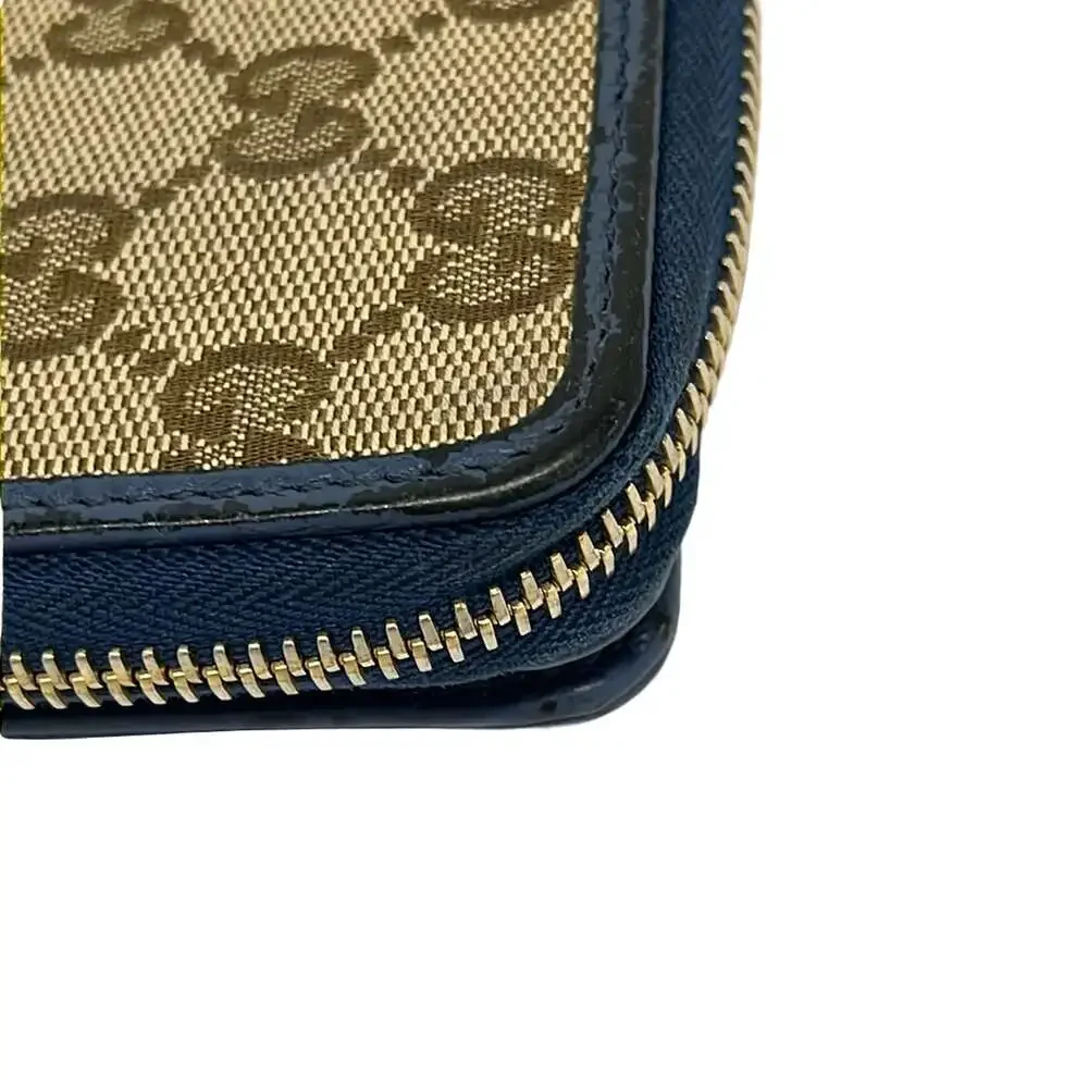 Gucci GG Bifold Wallet 346056 Beige Brown Blue Gray Jacquard Leather - Picture 7 of 7